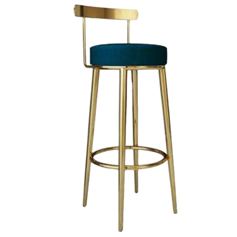 Footrest Round Seat Bar Stools Fabric Low Back Barstool for Bristol