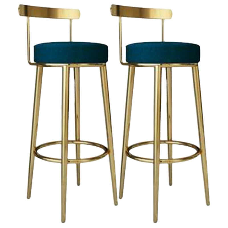 Footrest Round Seat Bar Stools Fabric Low Back Barstool for Bristol