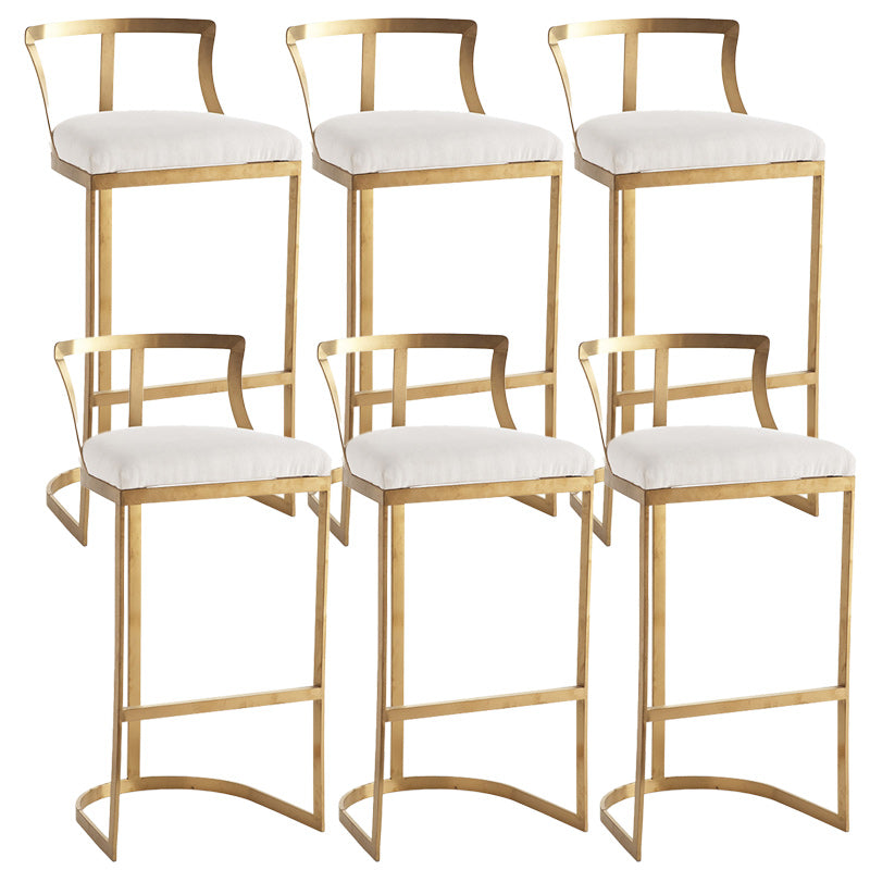 Glam Metal Barstool Fabric Upholstered Counter Stool in Matte Finish for Indoor