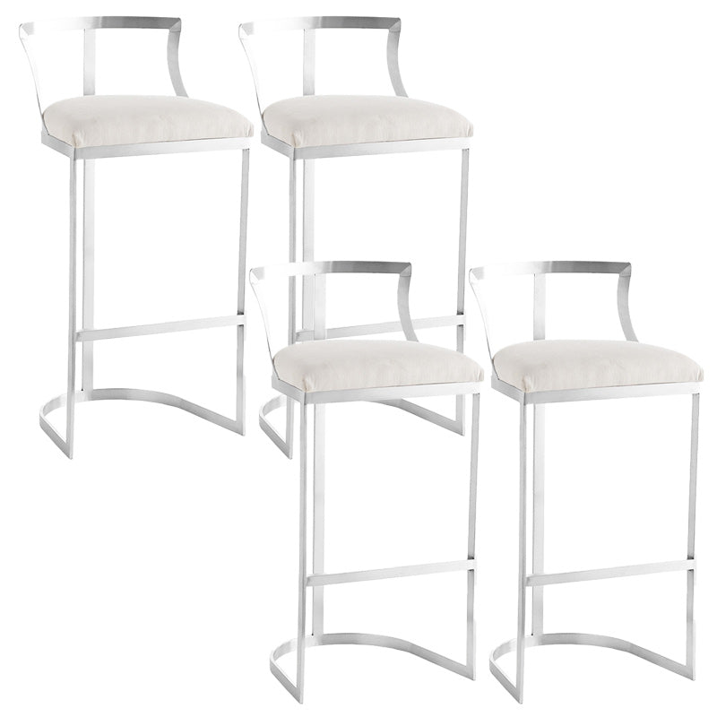 Glam Metal Barstool Fabric Upholstered Counter Stool in Matte Finish for Indoor