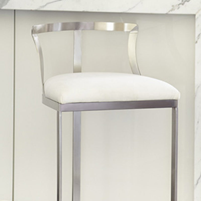 Glam Metal Barstool Fabric Upholstered Counter Stool in Matte Finish for Indoor