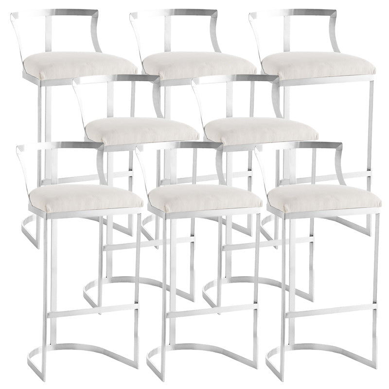 Glam Metal Barstool Fabric Upholstered Counter Stool in Matte Finish for Indoor