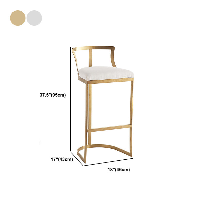 Glam Metal Barstool Fabric Upholstered Counter Stool in Matte Finish for Indoor