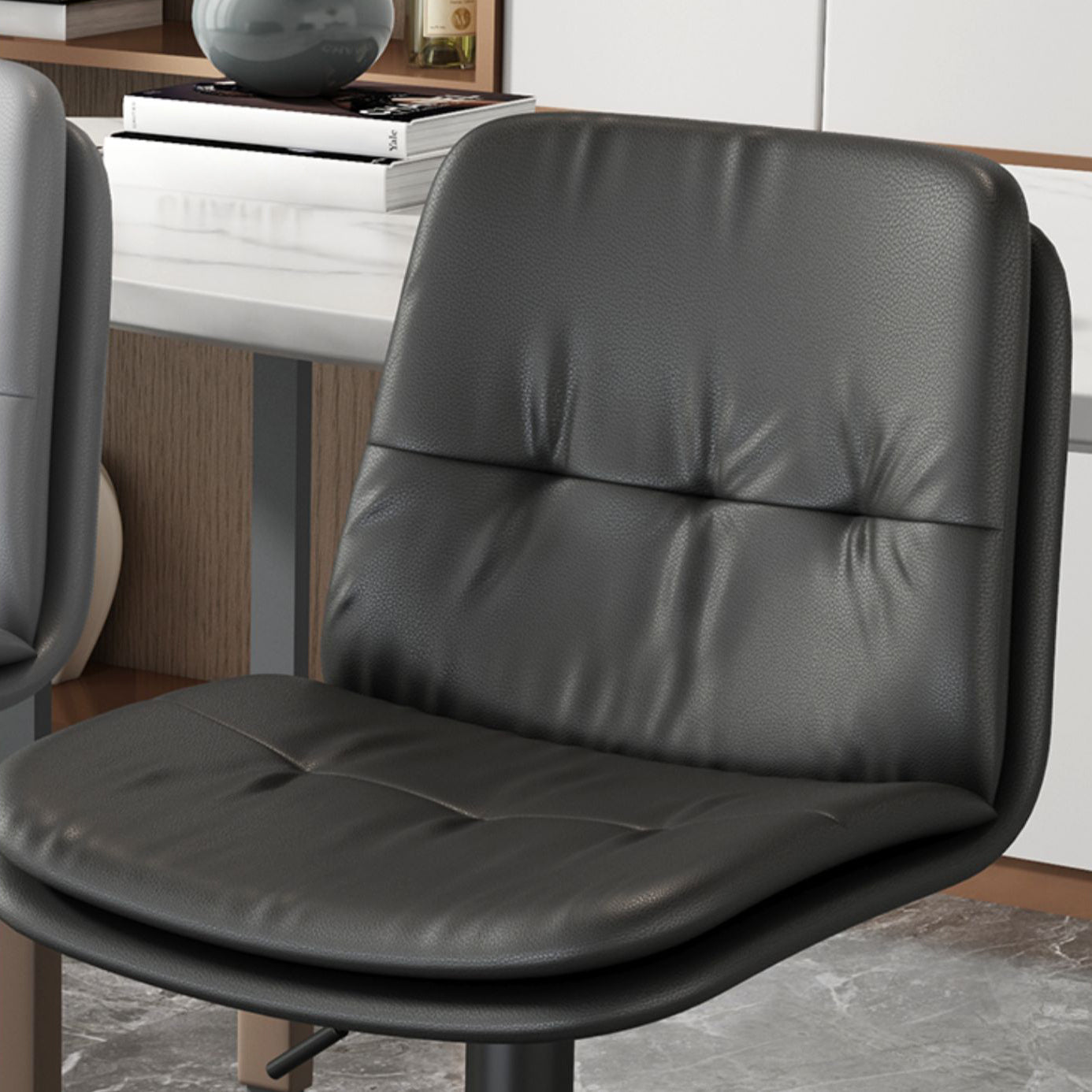 Contemporary PU Leather Counter Stool Turntable Fabric Cushion in Matte Finish