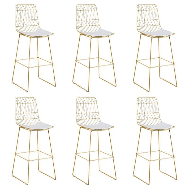 Glam Metal Barstool Fabric Cushion Velvet Stool in Matte Finish for Indoor