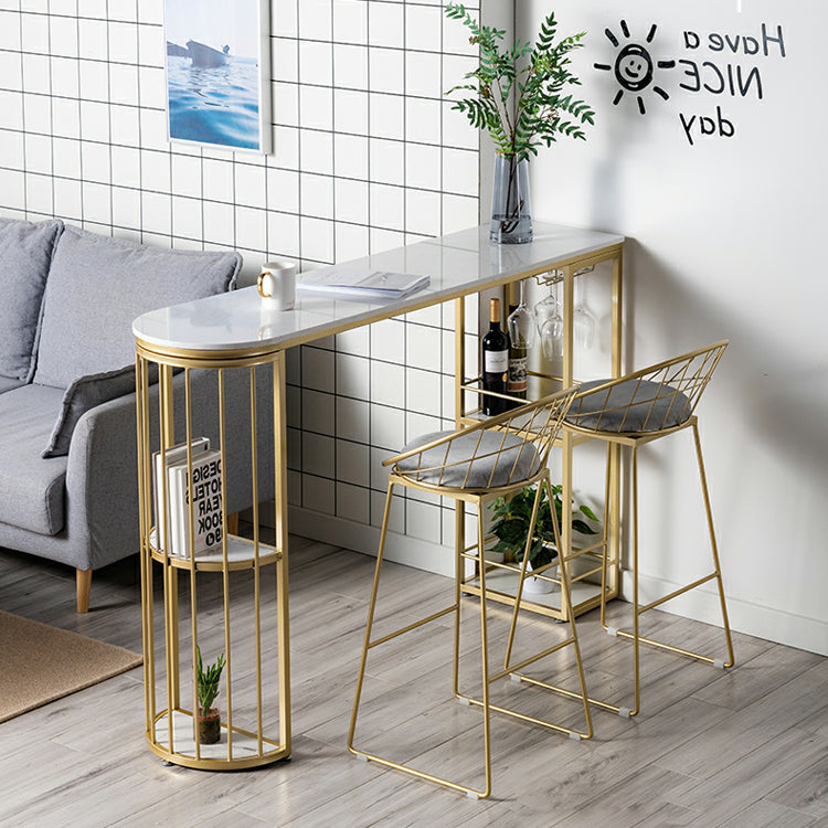 Glam Metal Barstool Fabric Cushion Velvet Stool in Matte Finish for Indoor