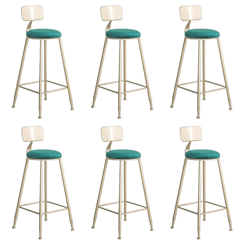 Glam Metal Barstool Fabric Cushion Velvet Stool in Matte Finish for Indoor