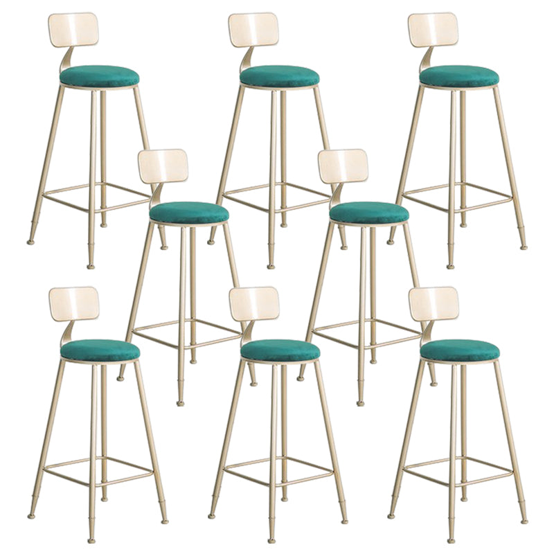 Glam Metal Barstool Fabric Cushion Velvet Stool in Matte Finish for Indoor