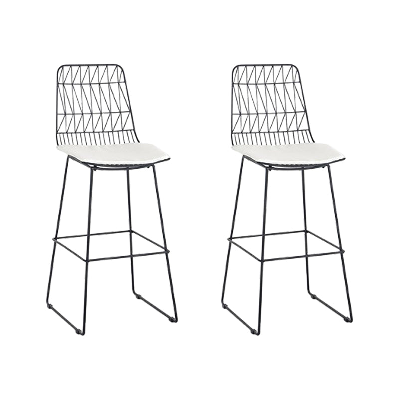 Glam Metal Barstool Fabric Cushion Velvet Stool in Matte Finish for Indoor