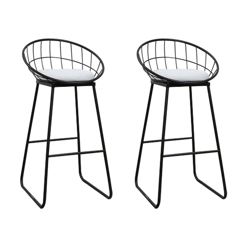 Glam Metal Barstool Fabric Cushion Velvet Stool in Matte Finish for Indoor