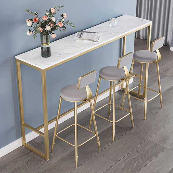 Glam Style Backrest Counter Stool Iron Kitchen Bar Stool with Velvet Cushion and Pedal