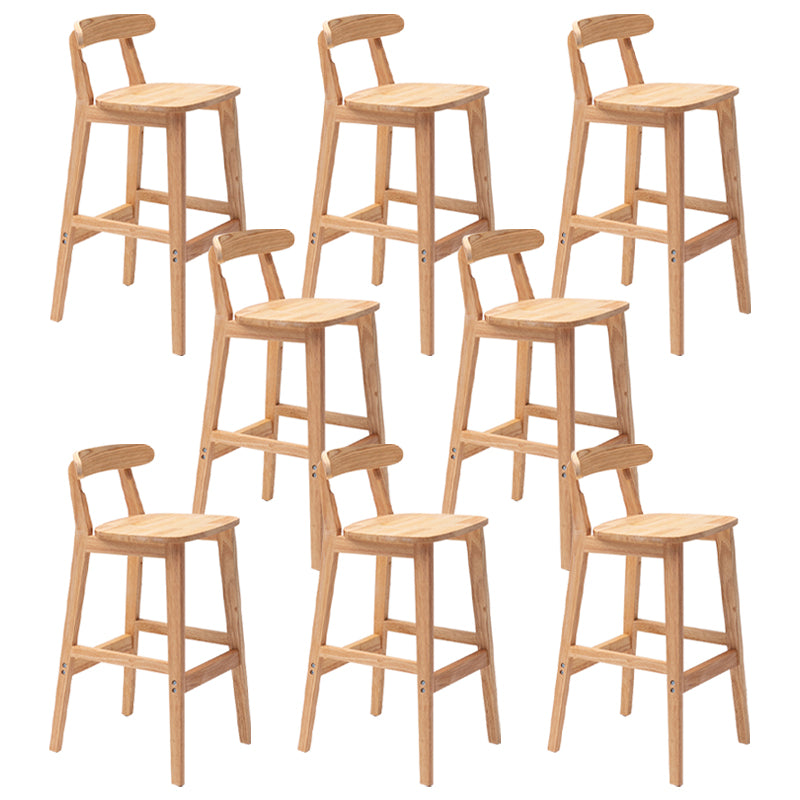 Modern Armless Backrest Counter Stool Rubber Wood Cafe Bar Stool with Seat and Pedal