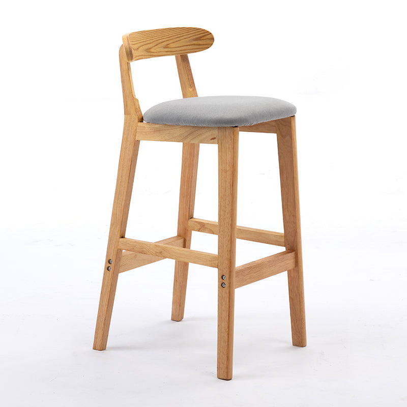 Modern Armless Backrest Counter Stool Rubber Wood Cafe Bar Stool with Seat and Pedal