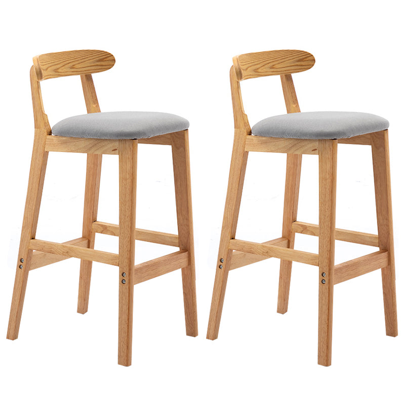 Modern Armless Backrest Counter Stool Rubber Wood Cafe Bar Stool with Seat and Pedal