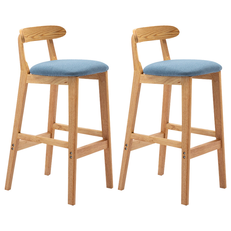 Modern Armless Backrest Counter Stool Rubber Wood Cafe Bar Stool with Seat and Pedal