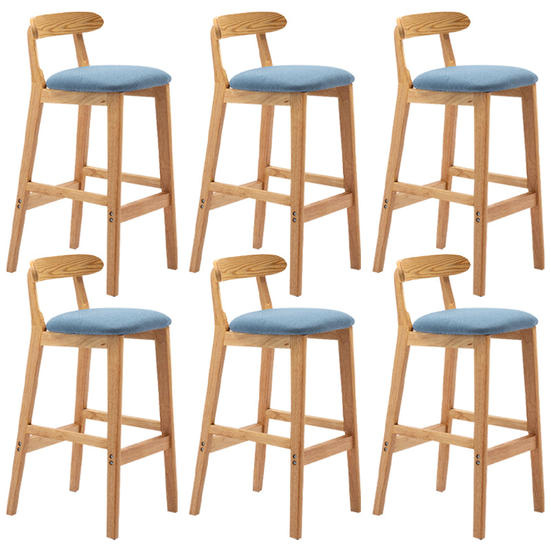 Modern Armless Backrest Counter Stool Rubber Wood Cafe Bar Stool with Seat and Pedal