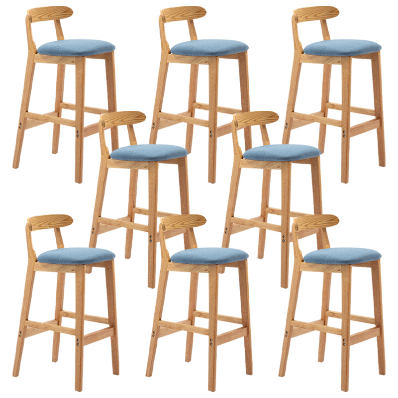 Modern Armless Backrest Counter Stool Rubber Wood Cafe Bar Stool with Seat and Pedal
