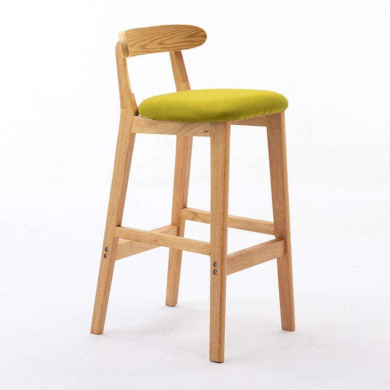 Modern Armless Backrest Counter Stool Rubber Wood Cafe Bar Stool with Seat and Pedal