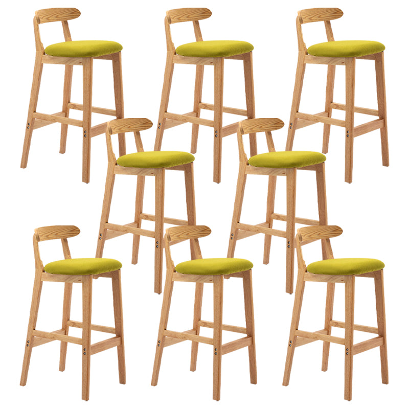 Modern Armless Backrest Counter Stool Rubber Wood Cafe Bar Stool with Seat and Pedal