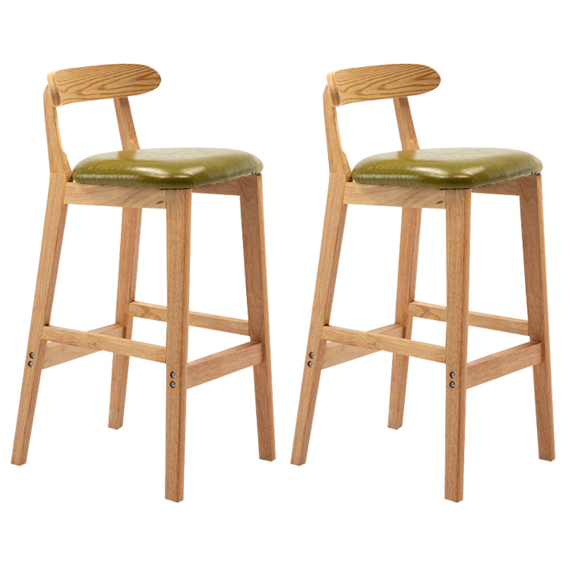 Modern Armless Backrest Counter Stool Rubber Wood Cafe Bar Stool with Seat and Pedal