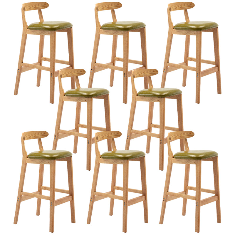Modern Armless Backrest Counter Stool Rubber Wood Cafe Bar Stool with Seat and Pedal