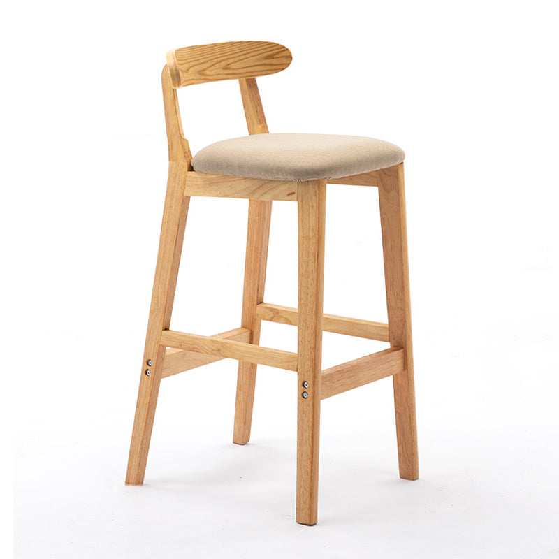 Modern Armless Backrest Counter Stool Rubber Wood Cafe Bar Stool with Seat and Pedal