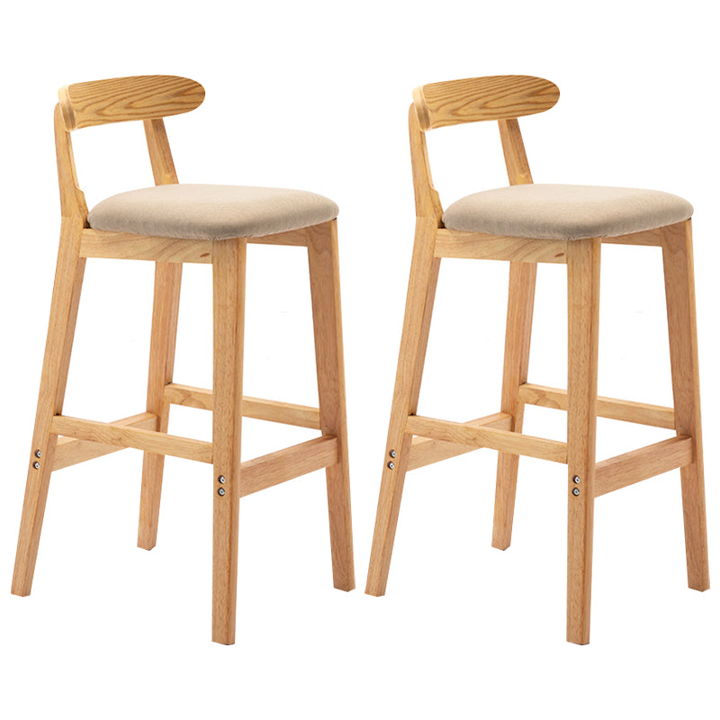 Modern Armless Backrest Counter Stool Rubber Wood Cafe Bar Stool with Seat and Pedal