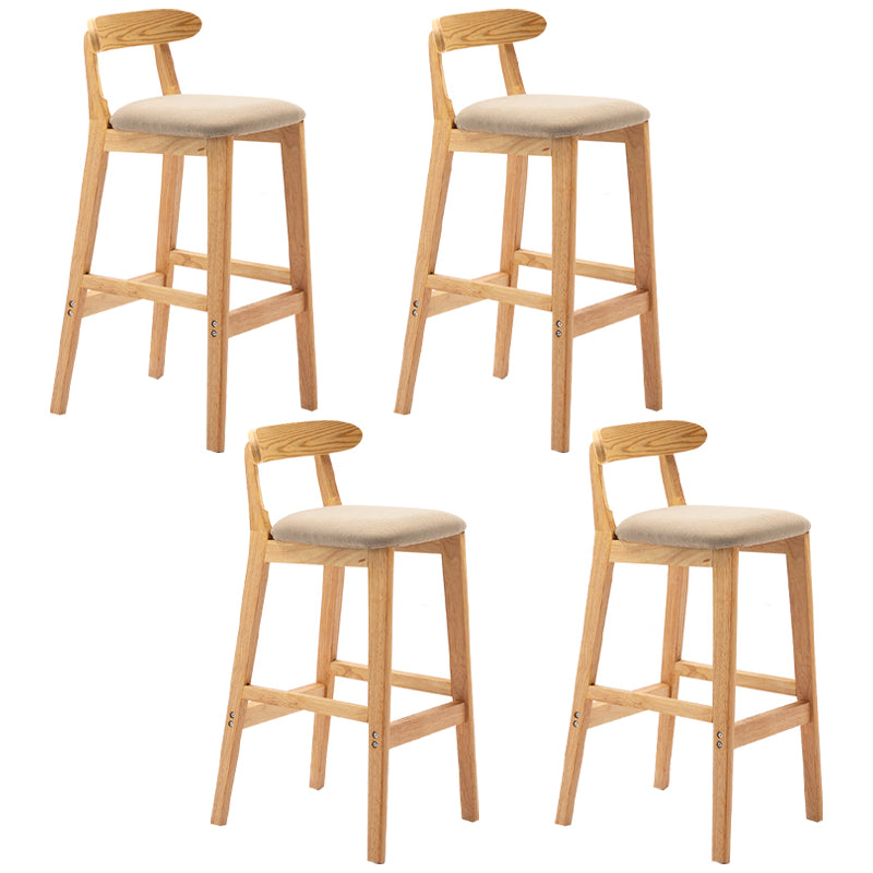 Modern Armless Backrest Counter Stool Rubber Wood Cafe Bar Stool with Seat and Pedal