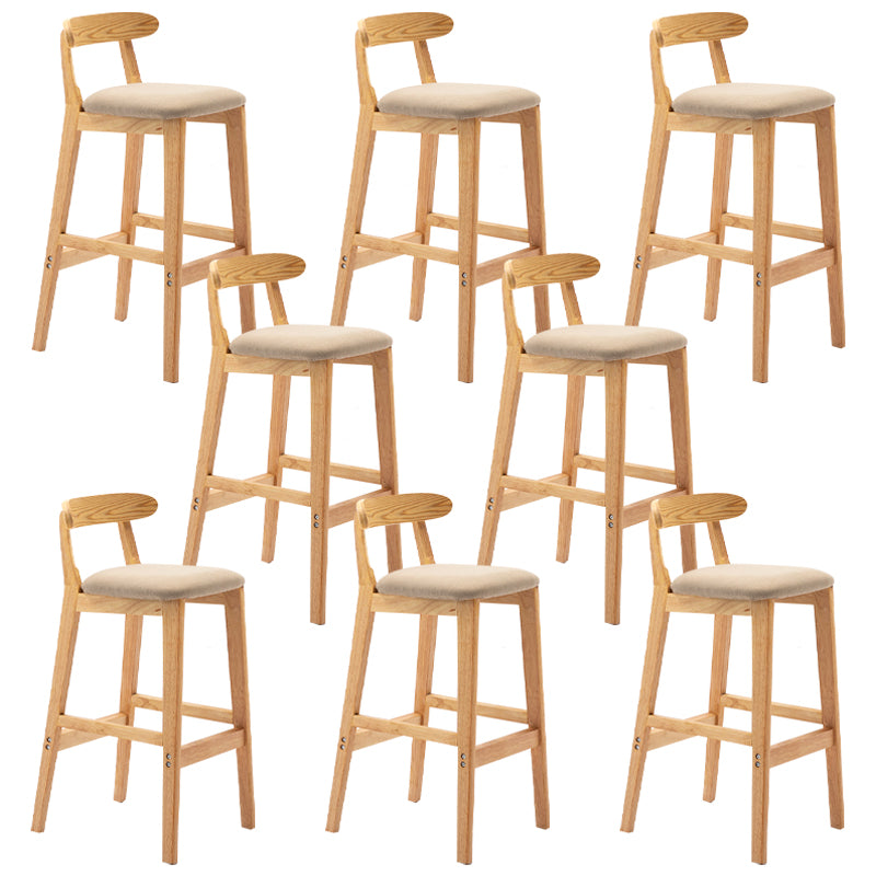 Modern Armless Backrest Counter Stool Rubber Wood Cafe Bar Stool with Seat and Pedal