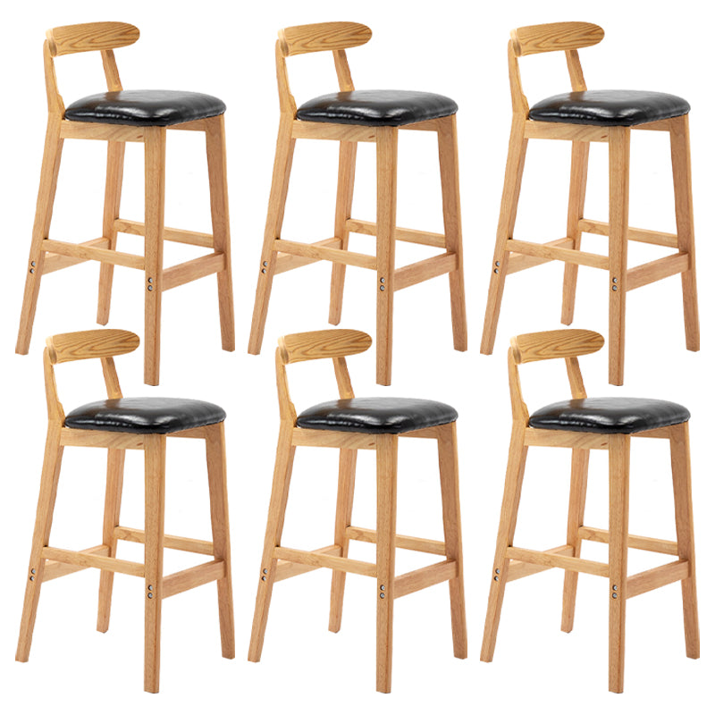 Modern Armless Backrest Counter Stool Rubber Wood Cafe Bar Stool with Seat and Pedal