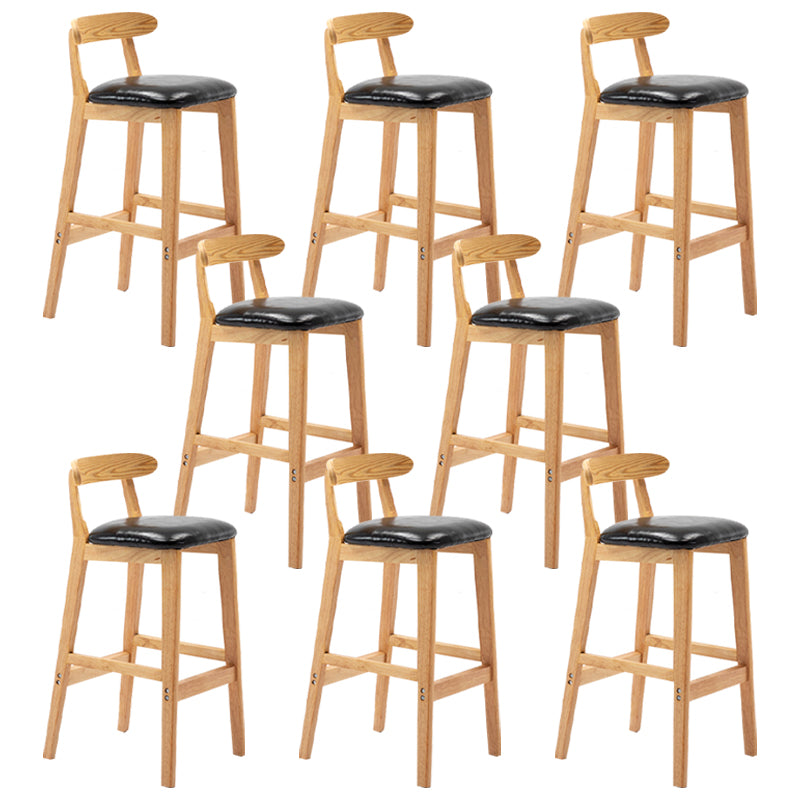 Modern Armless Backrest Counter Stool Rubber Wood Cafe Bar Stool with Seat and Pedal