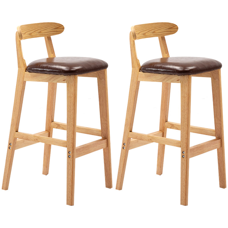 Modern Armless Backrest Counter Stool Rubber Wood Cafe Bar Stool with Seat and Pedal
