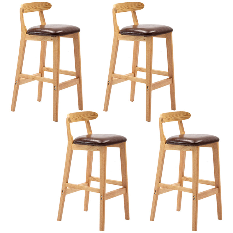 Modern Armless Backrest Counter Stool Rubber Wood Cafe Bar Stool with Seat and Pedal
