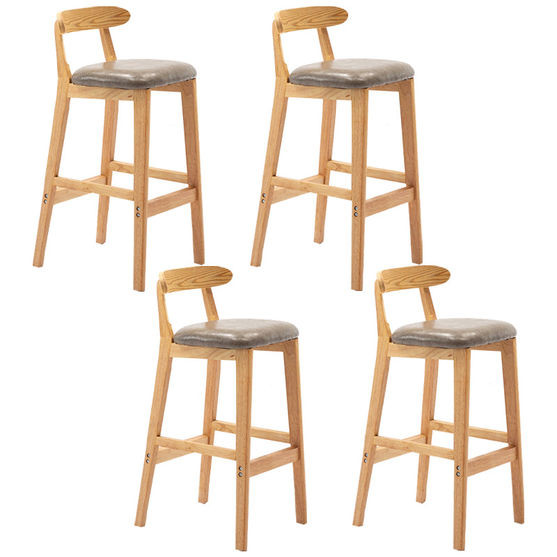 Modern Armless Backrest Counter Stool Rubber Wood Cafe Bar Stool with Seat and Pedal