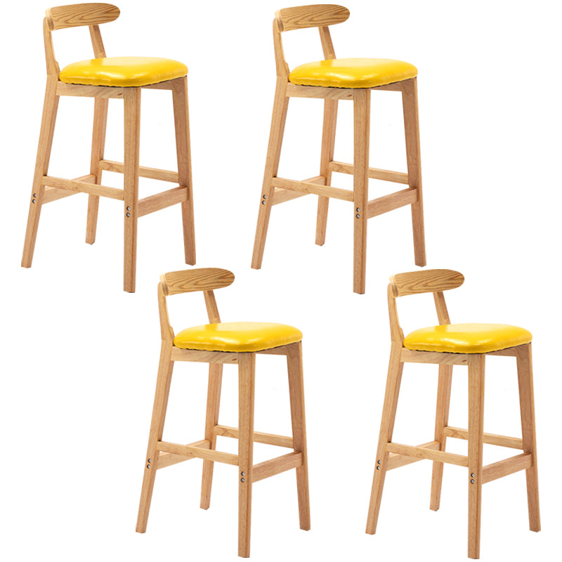 Modern Armless Backrest Counter Stool Rubber Wood Cafe Bar Stool with Seat and Pedal