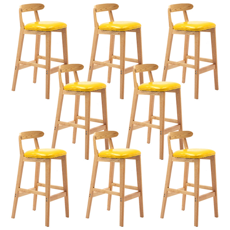 Modern Armless Backrest Counter Stool Rubber Wood Cafe Bar Stool with Seat and Pedal