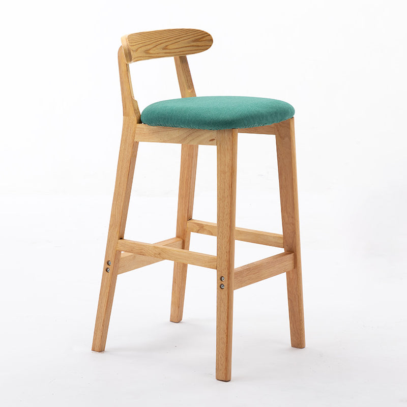 Modern Armless Backrest Counter Stool Rubber Wood Cafe Bar Stool with Seat and Pedal