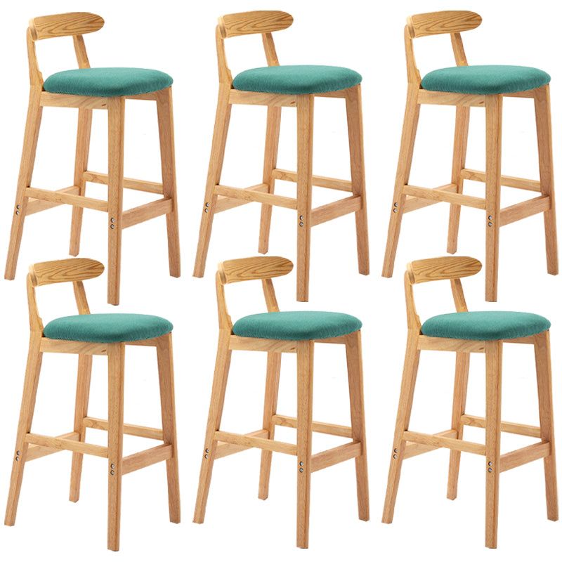 Modern Armless Backrest Counter Stool Rubber Wood Cafe Bar Stool with Seat and Pedal