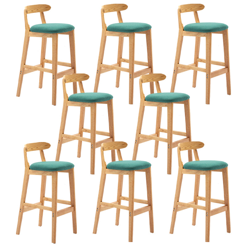 Modern Armless Backrest Counter Stool Rubber Wood Cafe Bar Stool with Seat and Pedal
