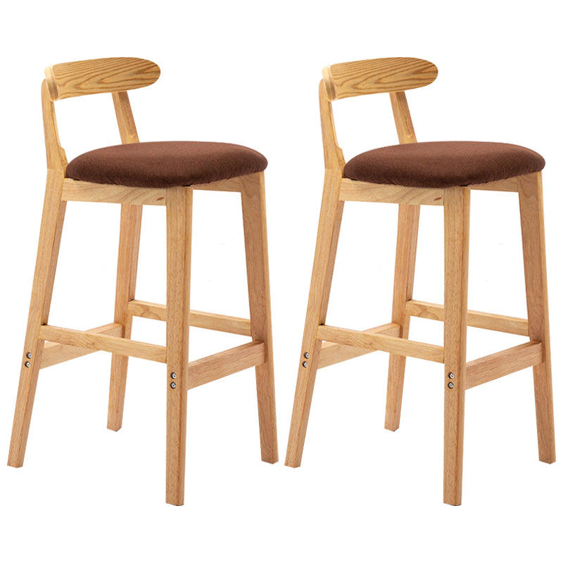 Modern Armless Backrest Counter Stool Rubber Wood Cafe Bar Stool with Seat and Pedal