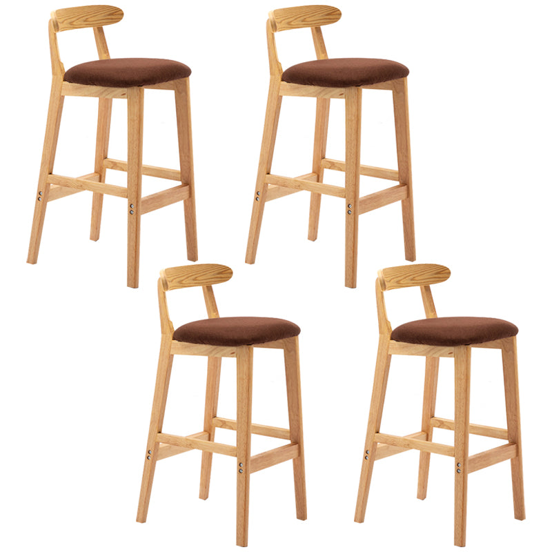 Modern Armless Backrest Counter Stool Rubber Wood Cafe Bar Stool with Seat and Pedal