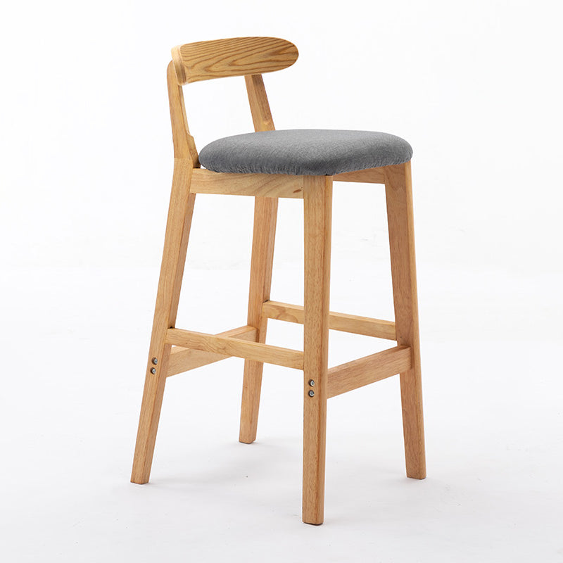 Modern Armless Backrest Counter Stool Rubber Wood Cafe Bar Stool with Seat and Pedal