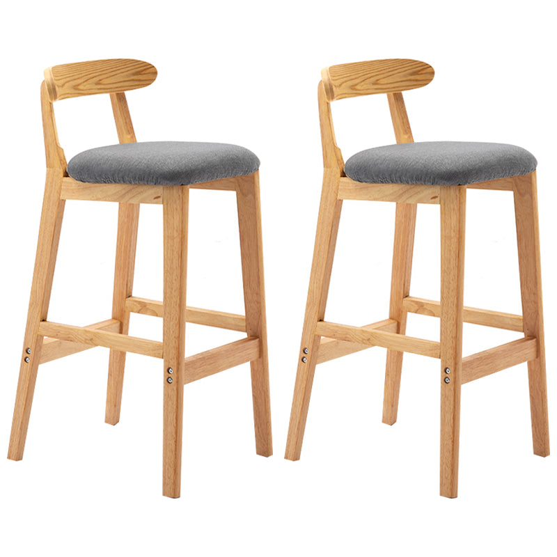 Modern Armless Backrest Counter Stool Rubber Wood Cafe Bar Stool with Seat and Pedal