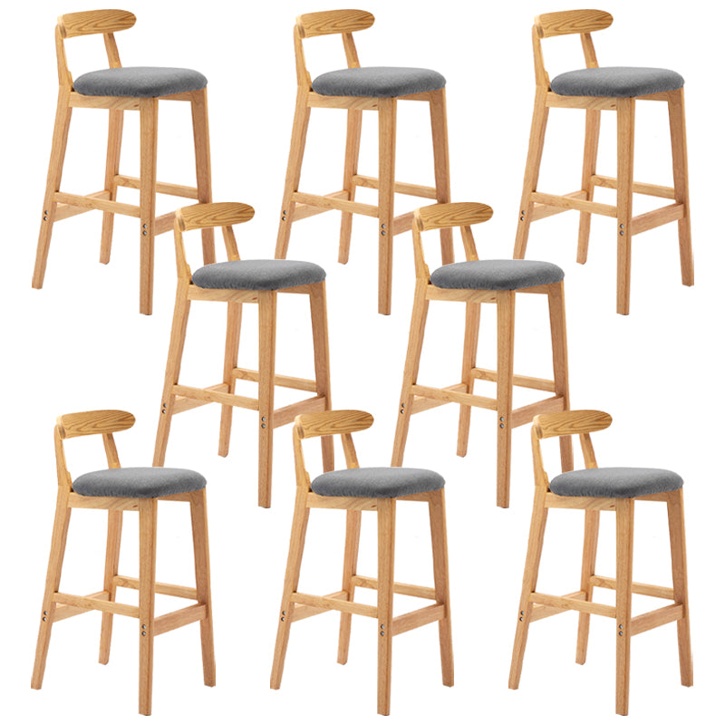 Modern Armless Backrest Counter Stool Rubber Wood Cafe Bar Stool with Seat and Pedal