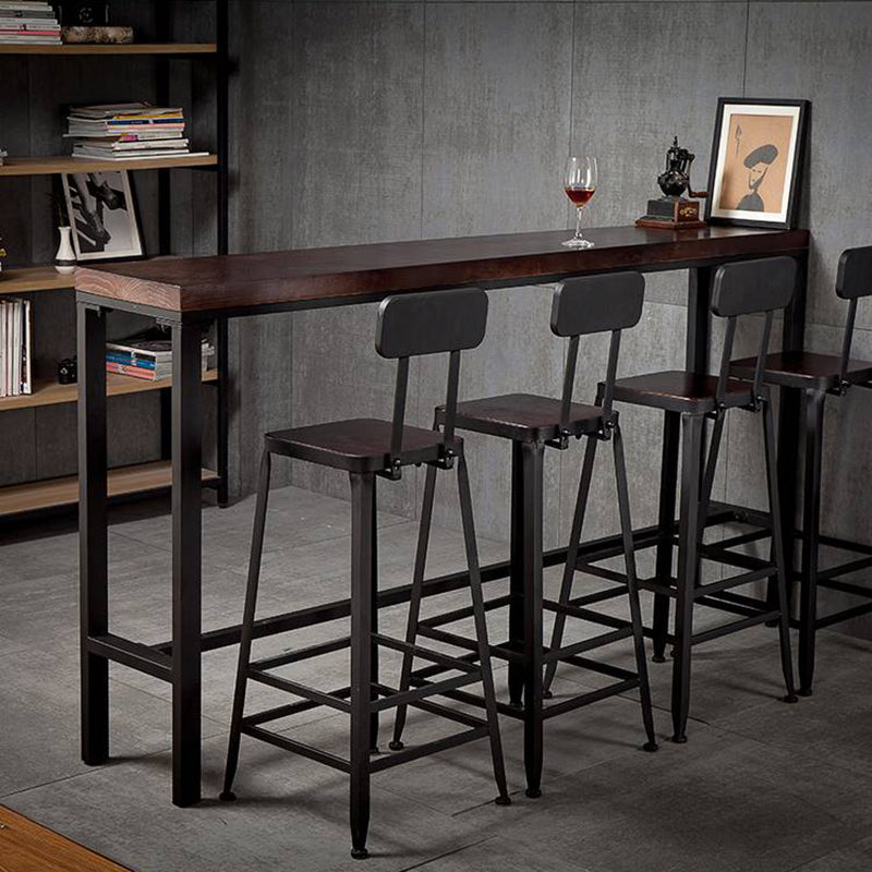 Industrial Armless Counter Stool Iron Bar Stool with Leather Cushion and Pedal for Cafe