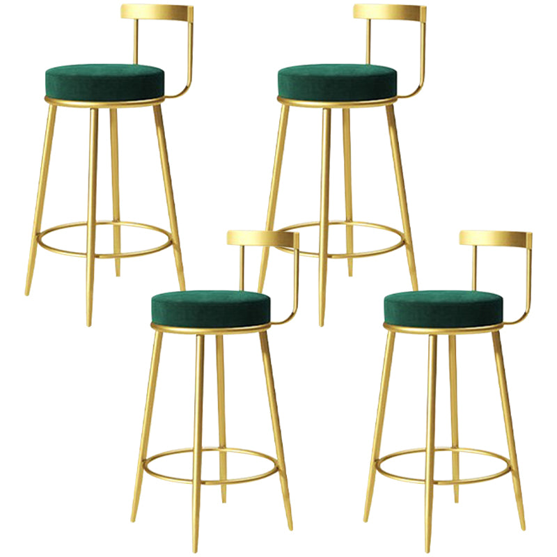Glam Metal Barstool Velvet Footrest Low BackStool in Matte Finish for Indoor