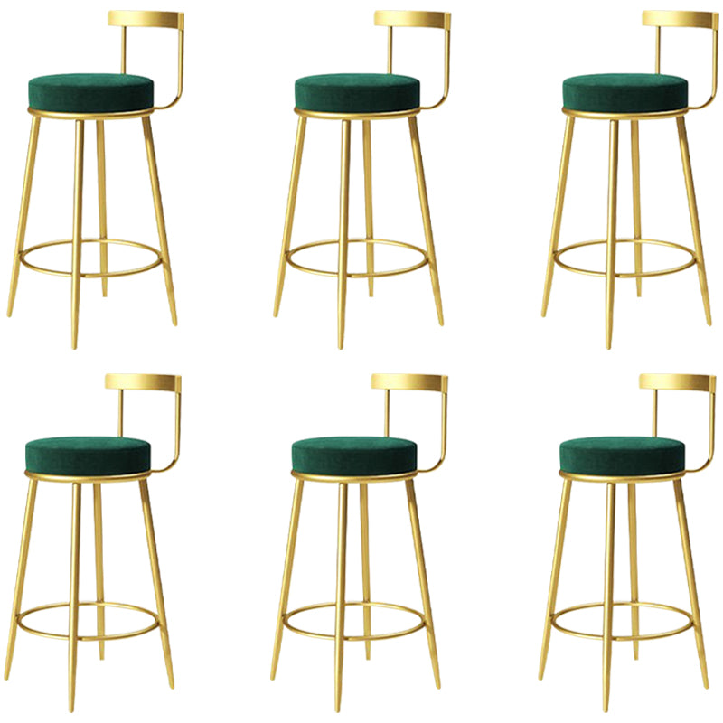 Glam Metal Barstool Velvet Footrest Low BackStool in Matte Finish for Indoor