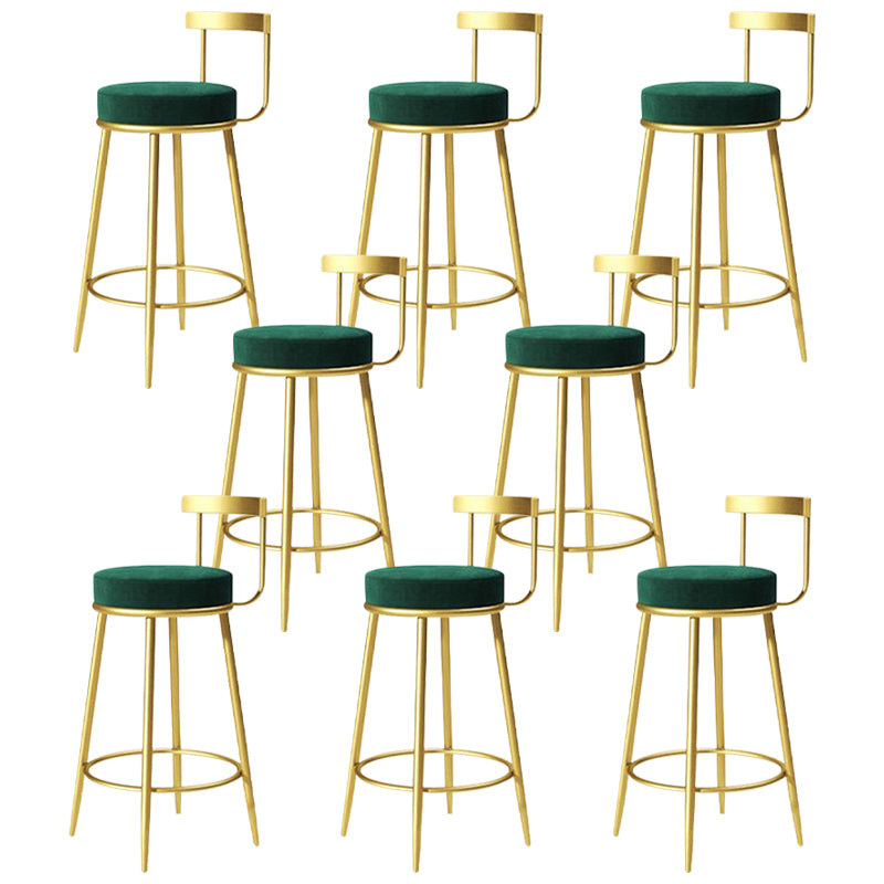 Glam Metal Barstool Velvet Footrest Low BackStool in Matte Finish for Indoor