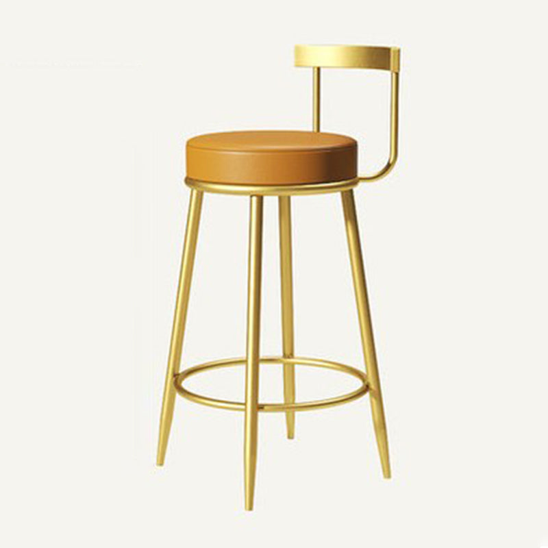 Glam Metal Barstool Velvet Footrest Low BackStool in Matte Finish for Indoor