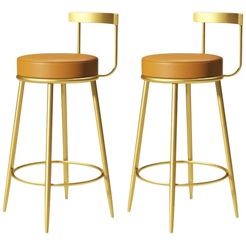 Glam Metal Barstool Velvet Footrest Low BackStool in Matte Finish for Indoor